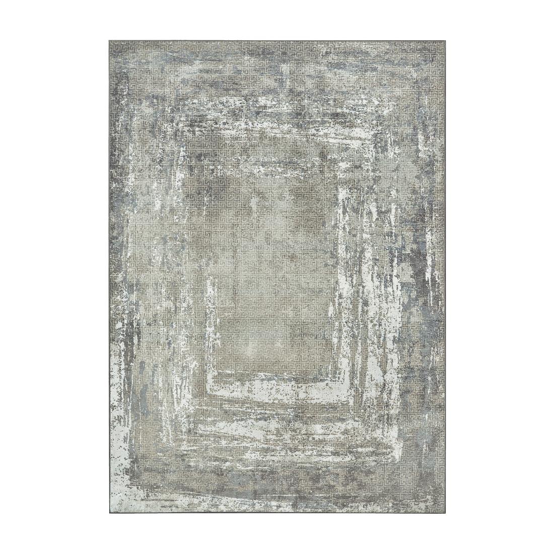 Amaya Bordered Abstract Greige Machine Washable Rug from Shop Tam Fam