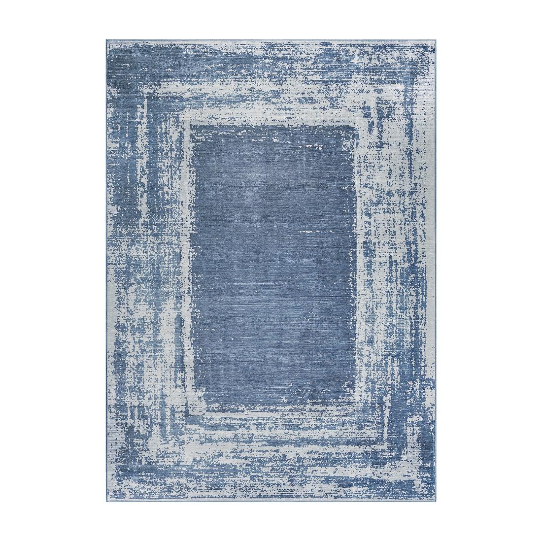 Amaya Bordered Abstract Navy Machine Washable Rug from Shop Tam Fam