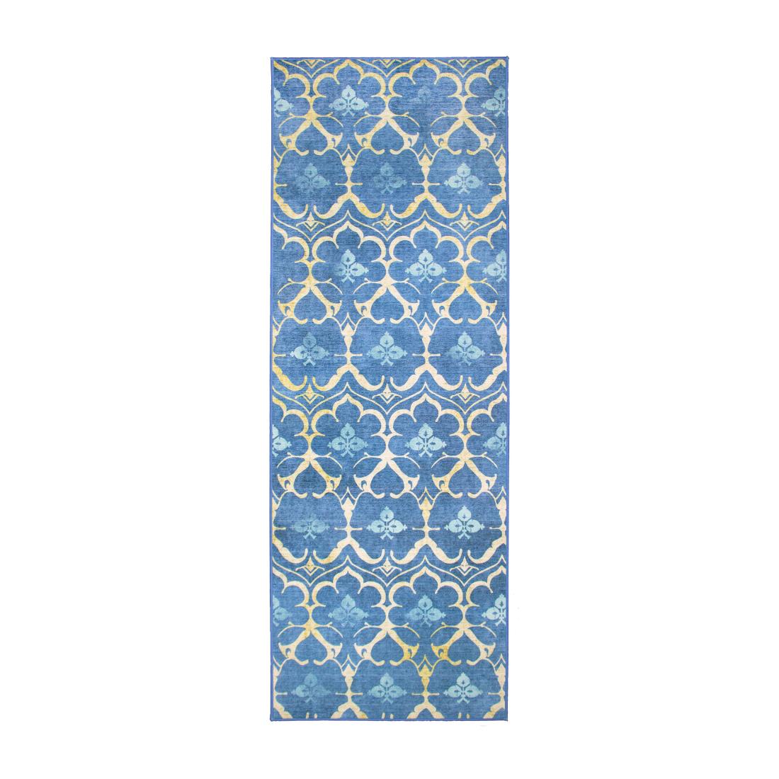 Leilani Damask Blue Machine Washable Rug from Shop Tam Fam