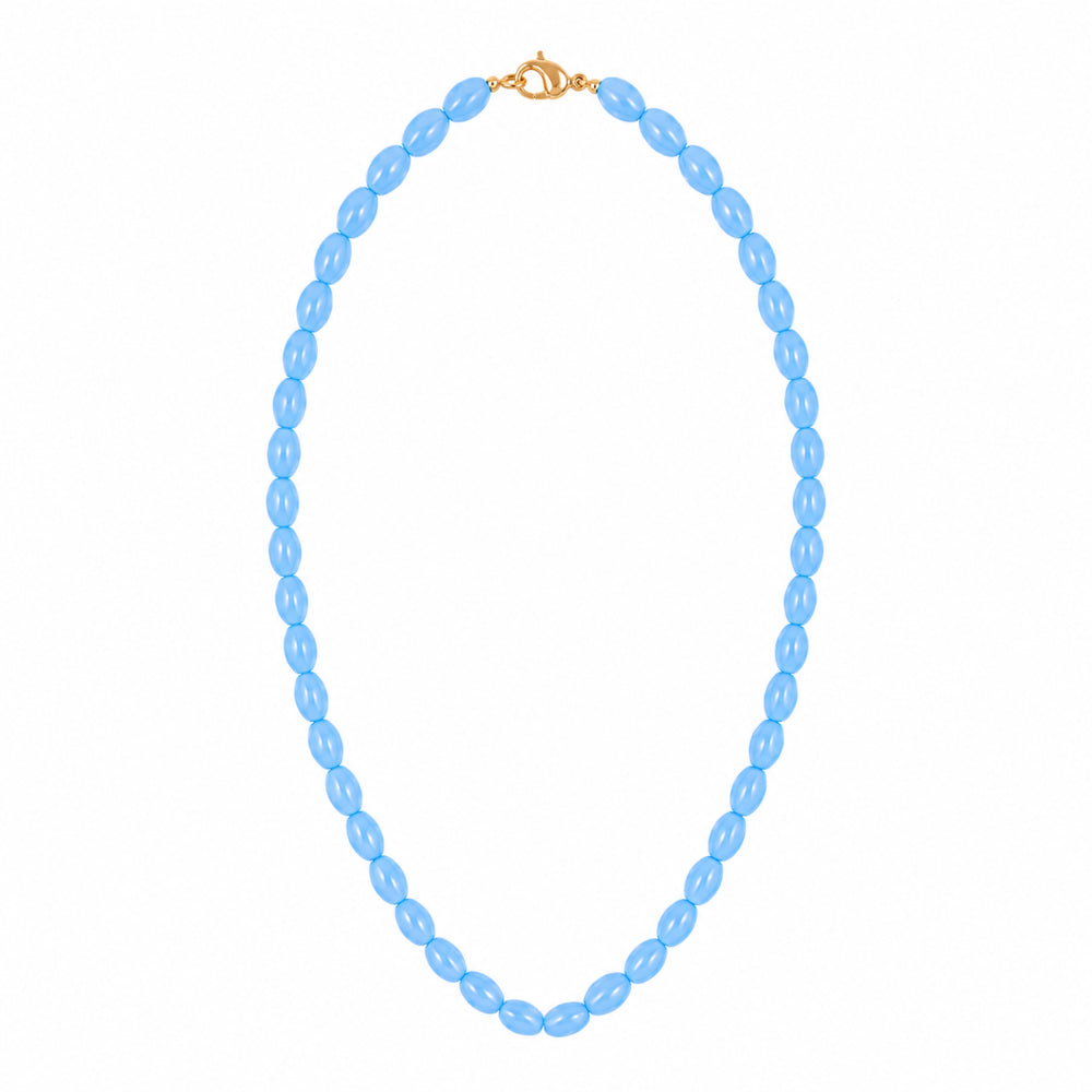 Sky Blue Oval Bead Necklace from Shop Tam Fam