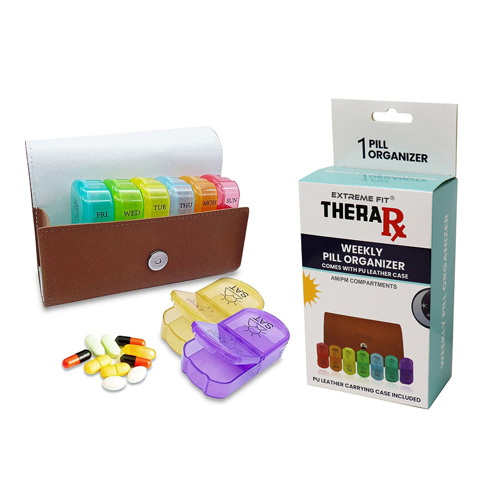 Weekly Pill & Vitamin Organizer + Leather Case (2x Daily) from Shop Tam Fam