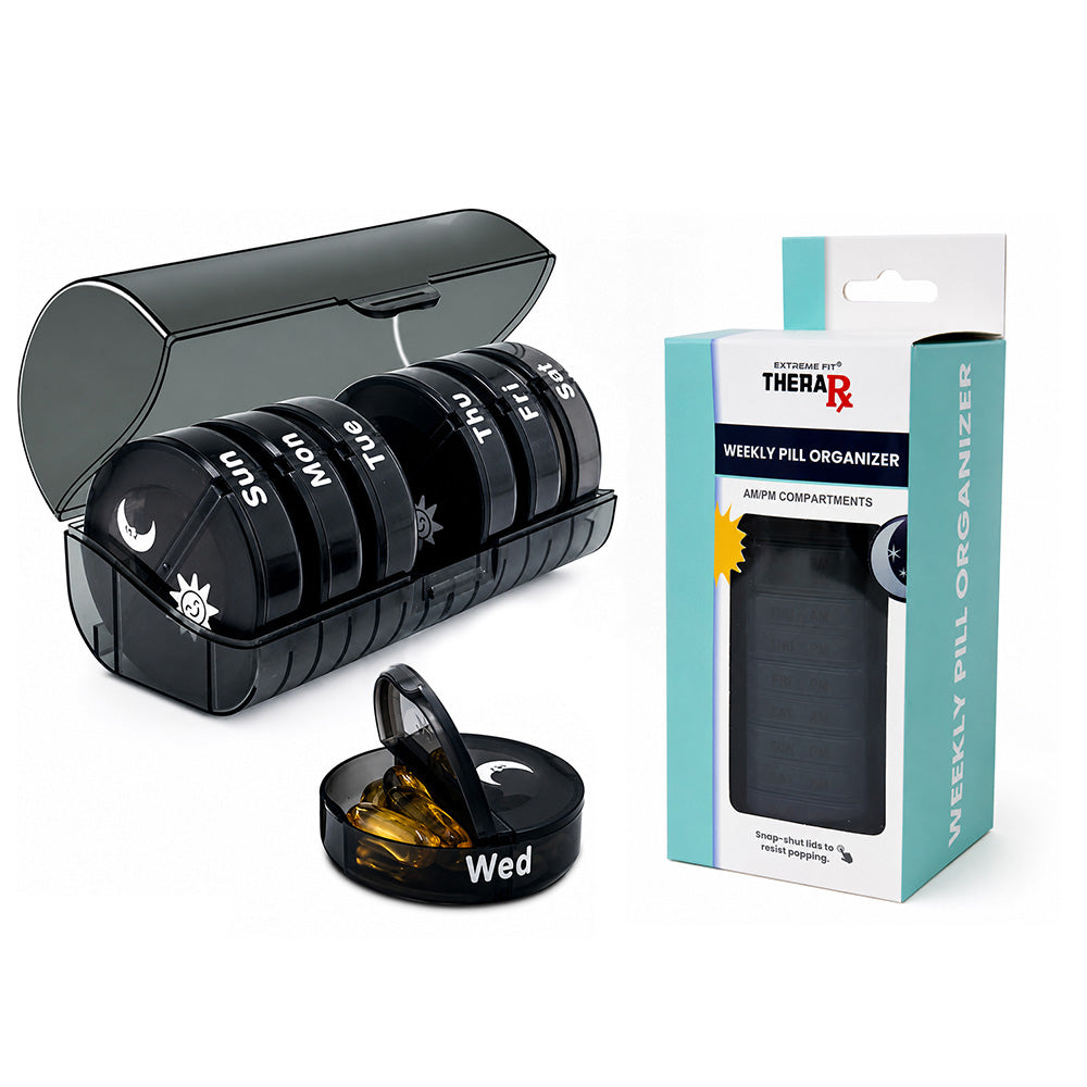 Weekly Pill & Vitamin Organizer + Travel Case (2x Daily) from Shop Tam Fam