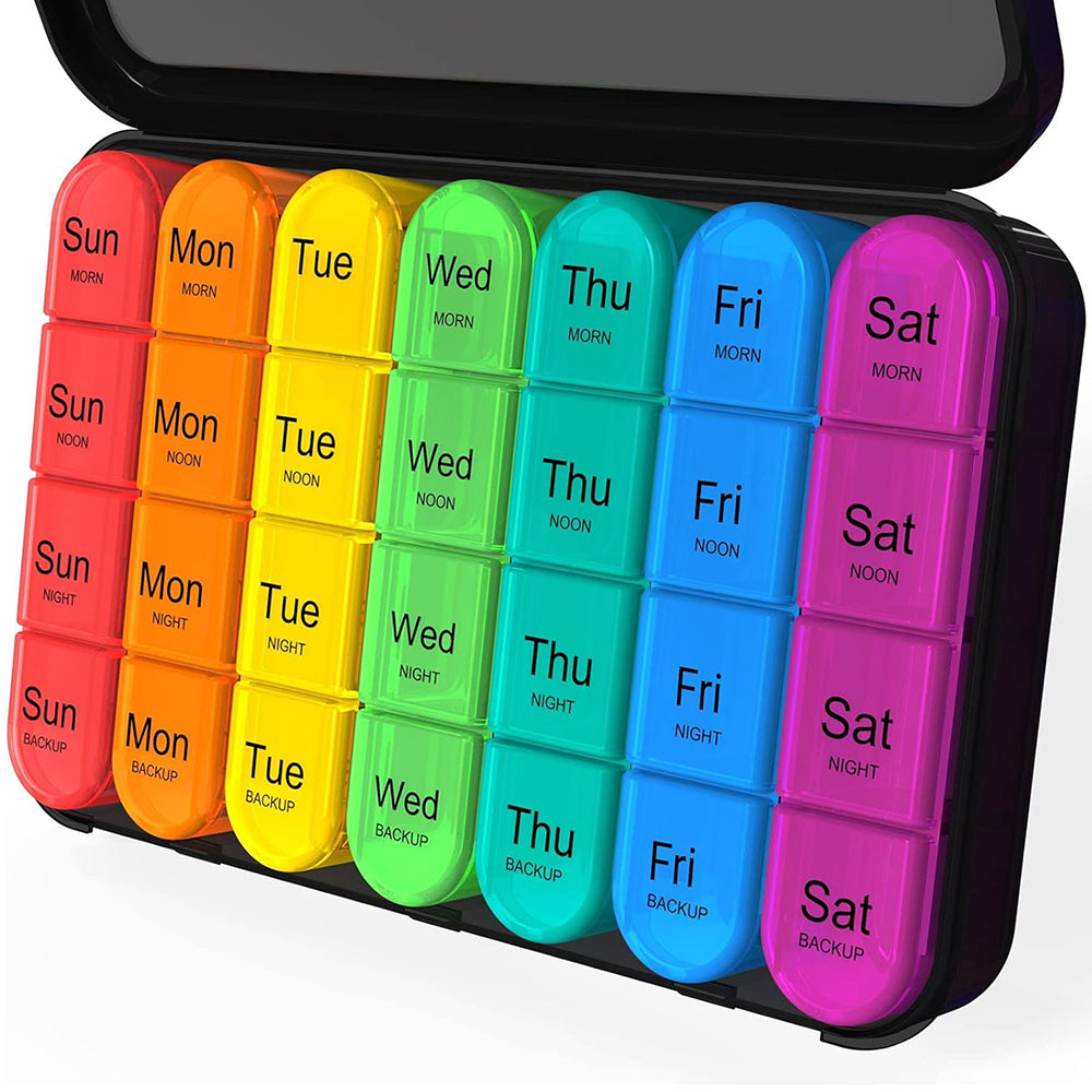 Weekly Pill & Vitamin Organizer with Removable Containers + Travel Case (4x Daily) from Shop Tam Fam