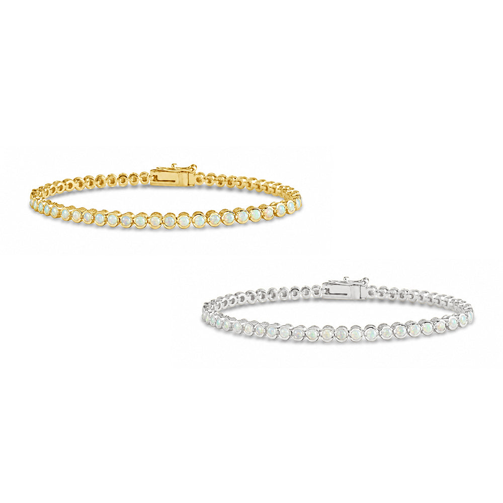 Helene Bezel White Opal Tennis Bracelet from Shop Tam Fam