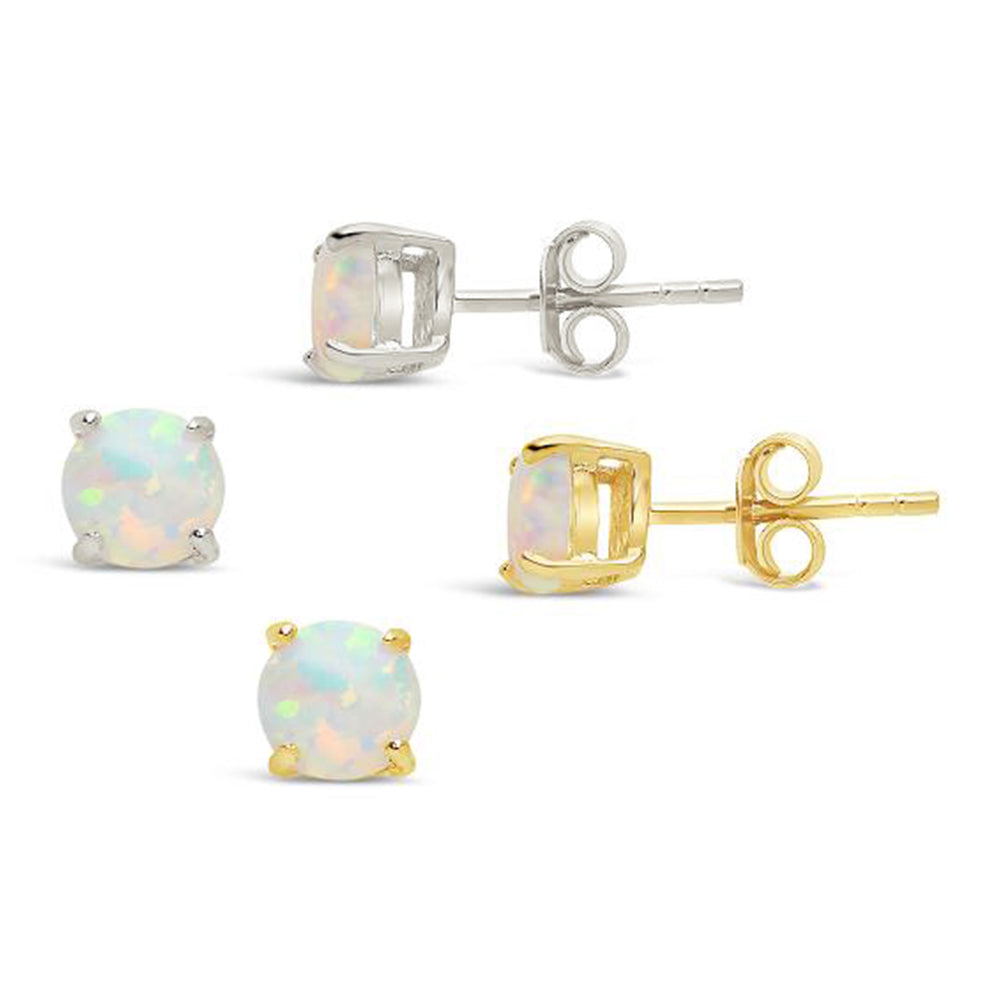 Sterling Silver 6mm Opal Earring Studs from Shop Tam Fam