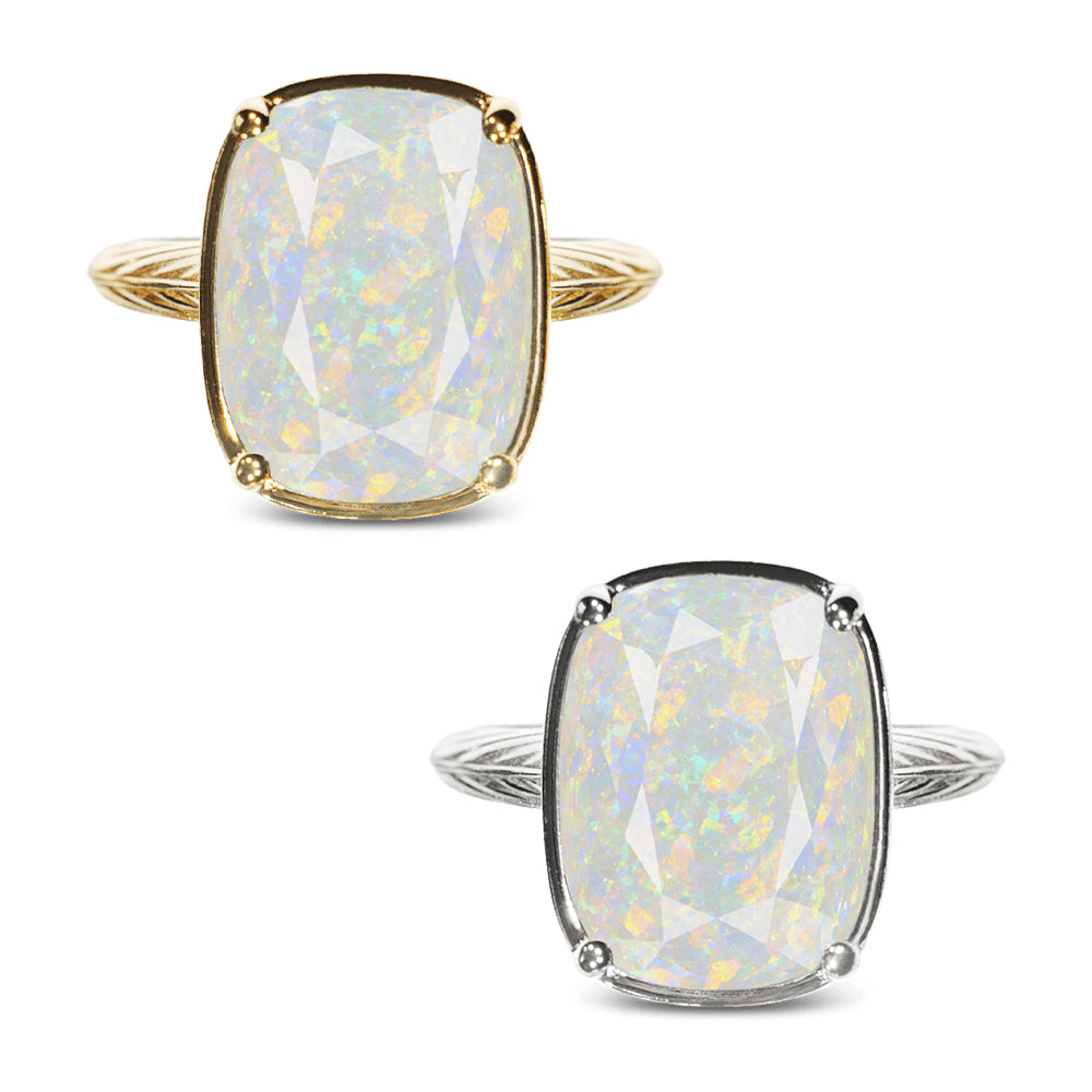 Sterling Silver Elongated Cushion Opal Cocktail Ring from Shop Tam Fam