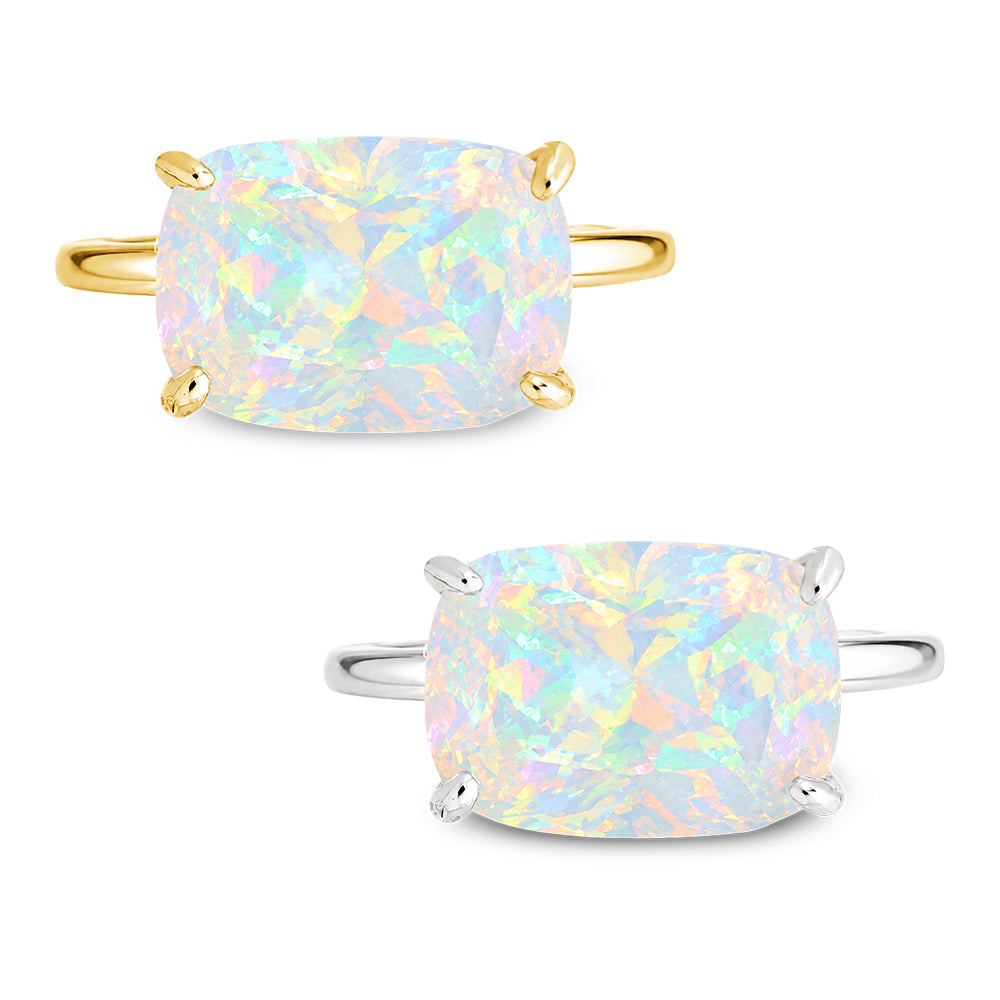 Sterling Silver Opal Cushion East-West Ring from Shop Tam Fam