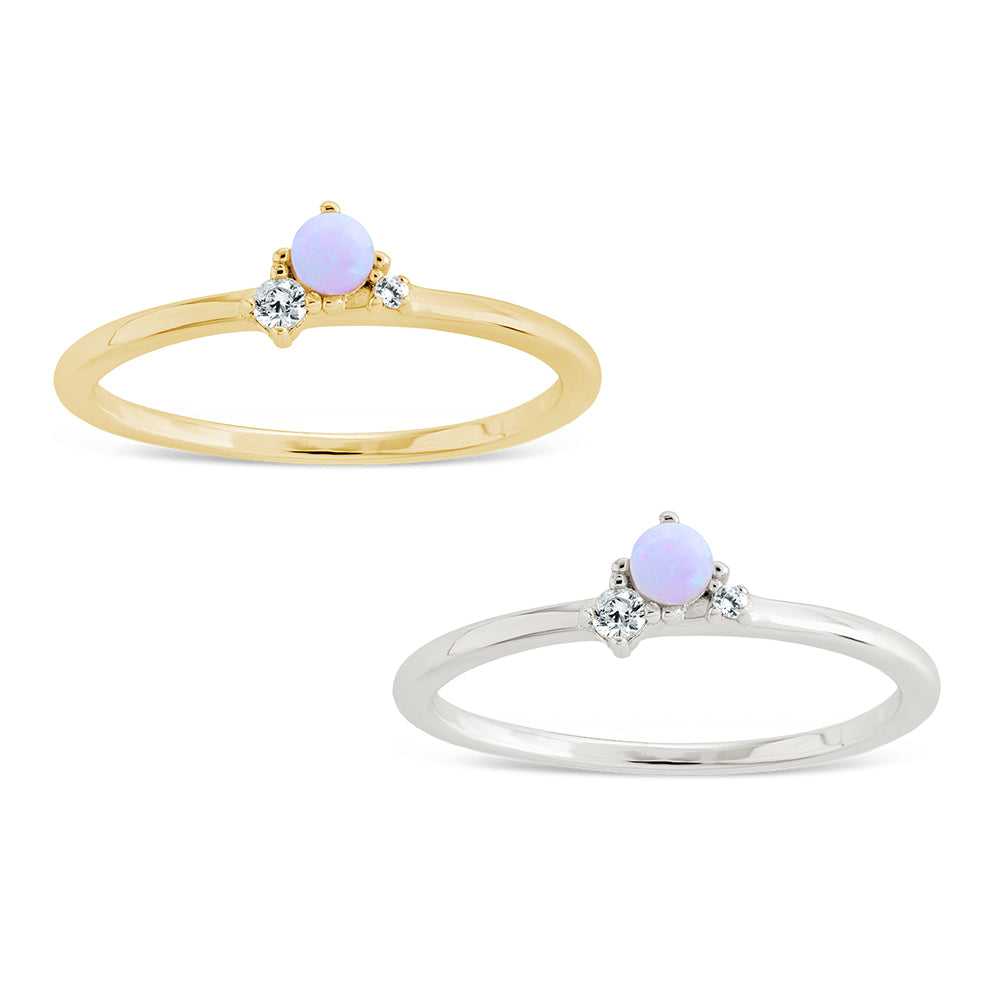 Sterling Silver Pink Opal Trio Ring from Shop Tam Fam