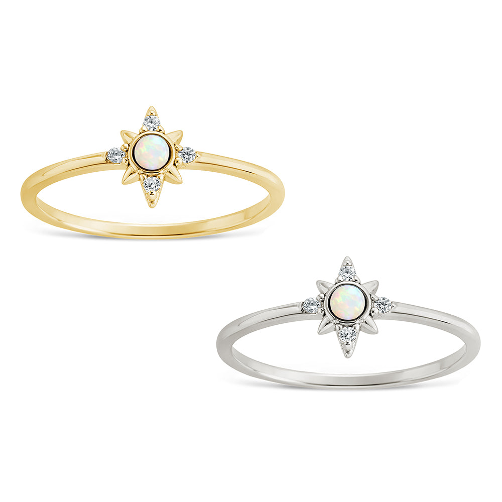 Sterling Silver White Opal Sparkle Ring from Shop Tam Fam